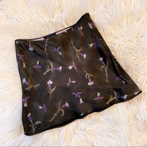 Prada Silk Black & Purple Floral Mini Skirt 40